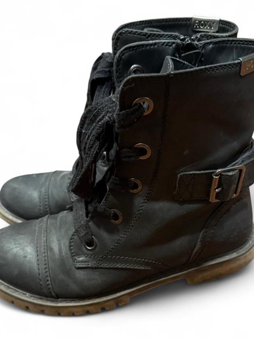 Y2K Roxy Emeline Lace Up Combat Black Boots